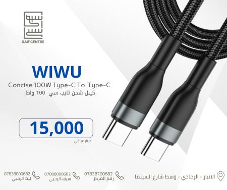 كيبل شحن تايب سي wiwu 100 واط